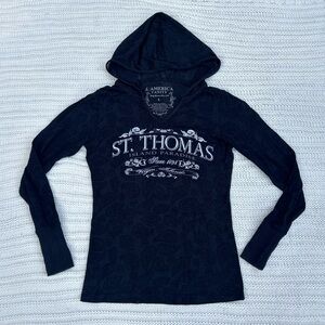 J. America Vanity, Black Hooded Long Sleeve, Size L